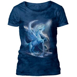 Dámske batikované tričko The Mountain - Water Pegasus - modré Veľkosť: L