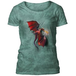 Dámske batikované tričko The Mountain - Climbing Dragon - zelené Veľkosť: L