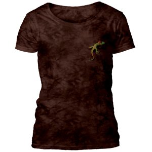 Dámske batikované tričko The Mountain - Pocket Gecko - hnedé Veľkosť: XL