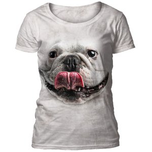 Dámske batikované tričko The Mountain - Silly Bulldog Face - biele Veľkosť: L