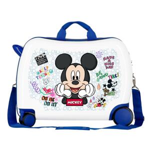 JOUMMABAGS Detský kufor na kolieskach - odrážadlo - MICKEY BE COOL WHITE - 34L