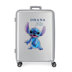 Disney 100 Lilo a Stitch medium rozšíriteľný škrupinový kufor - 81L - 70 cm - strieborný