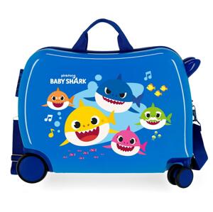 JOUMMABAGS Detský kufor na kolieskach - odrážadlo -  BABY SHARK  - 34L - modráí