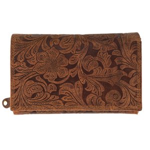 Kožená dámska stredná peňaženka WILD By Loranzo - hnedá - ornamenty