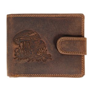 Wild Luxusná pánska peňaženka s prackou Hríby  - hnedá