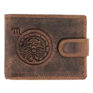 Wild Luxusná pánska peňaženka s prackou s obrázkom znamení zverokruhu - Škorpión - hnedá