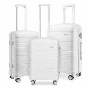 Sada troch cestovných kufrov Kono Elegant - biela 50 L / 77 L / 110 L