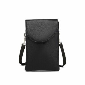 Miss Lulu funkčná kožená crossbody kapsička cez rameno LB2140 - čierna