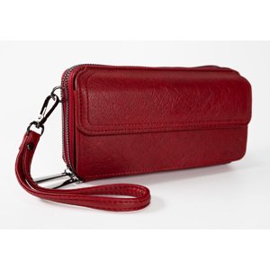 PAOLO BAGS dámska dvojkomorová crossbody taška na mobil a peňaženka v jednom - červená