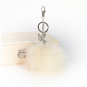 Littletinka Handmade prívesok na kabelku pom pom Peace Collection - biely s holubicou mieru