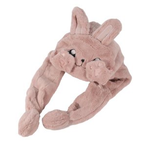Universal Detská roztomilá čiapka s pohyblivými rukami - zajačik - ružová