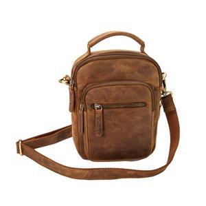 Menšia pánska crossbody kožená taška CHIMPY HUNTER - hnedá