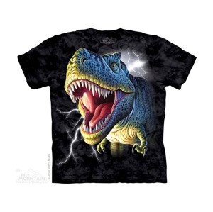 Detské batikované tričko The Mountain Dinosaurus - čierne Veľkosť: S