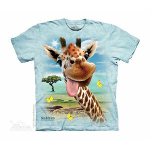 Detské batikované tričko The Mountain Selfie Žirafa - zelené Veľkosť: XL