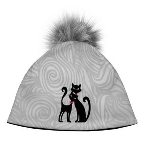 Bertoni Dizajnová dámska čiapka s veľkým brmbolcom - Cats in black