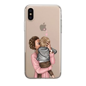 Cases Kryt na mobil Iphone - mamička bozkáva synčeka na mobil: iPhone 5/5S/SE