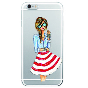 Cases Kryt na mobil Iphone - Slečna v červeno bielej sukni na mobil: iPhone 6/6S