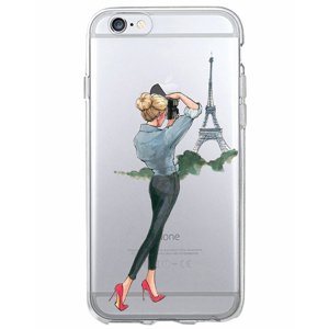 Cases Kryt na mobil Iphone - Slečna pri Eiffelovej veži s foťákom na mobil: iPhone 5/5S/SE
