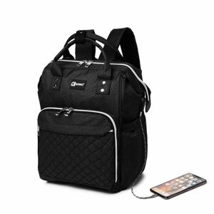 Prebalovací batoh na kočík Kono s USB portom - čierny - 16L