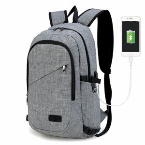 Unisex batoh s USB portom - šedý - 20L - KONO