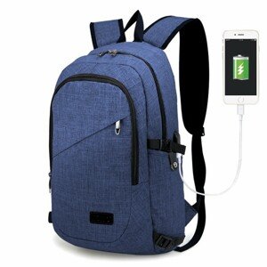 Unisex batoh s USB portom - modrý - 20L - KONO