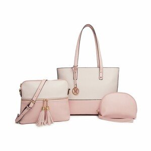 3-dielna súprava tašiek - shopperka, crossbody kabelka a kozmetička Miss Lulu Valeria - ružová