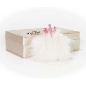 Littletinka Handmade prívesok na kabelku pom pom Princess collection - biely s ružovou korunkou